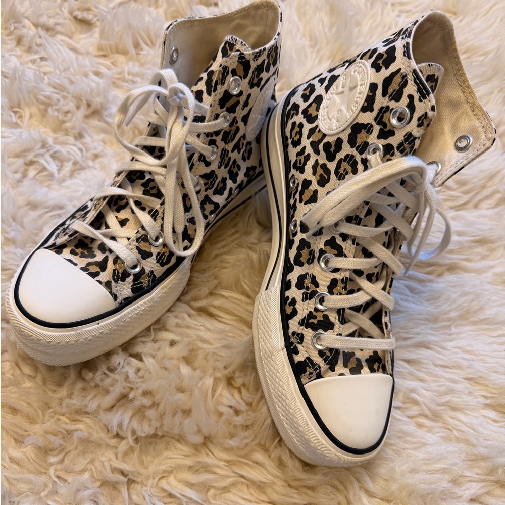 Converse Leopard Print High-Tops with White Accents